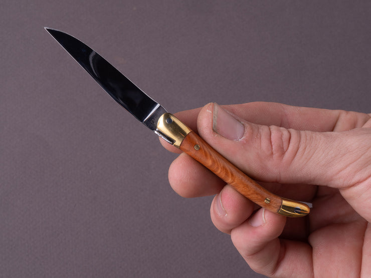 Forge de Laguiole - 70mm Folding Knife - Spring Lock - Briarwood & Brass Handle