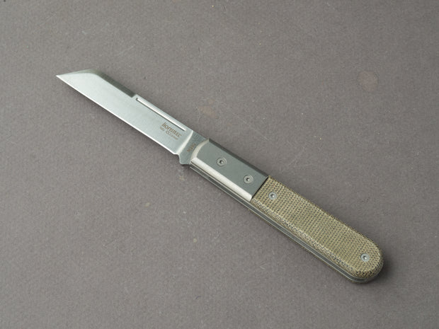 lionSTEEL - Folding Knife - Barlow - Dom - 75mm - M390 - Slip Joint - Green Canvas w/ Metal Bolster