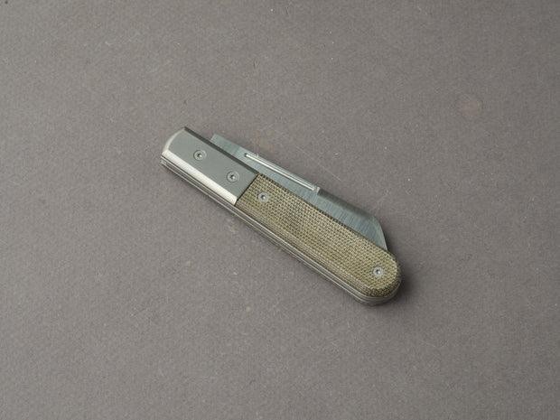 lionSTEEL - Folding Knife - Barlow - Dom - 65mm - M390 - Slip Joint - Green Canvas w/ Metal Bolster