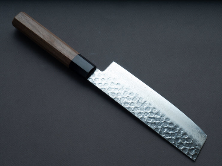 Hitohira - HG - Tsuchime - Damascus - Nakiri - 160mm - Walnut Handle