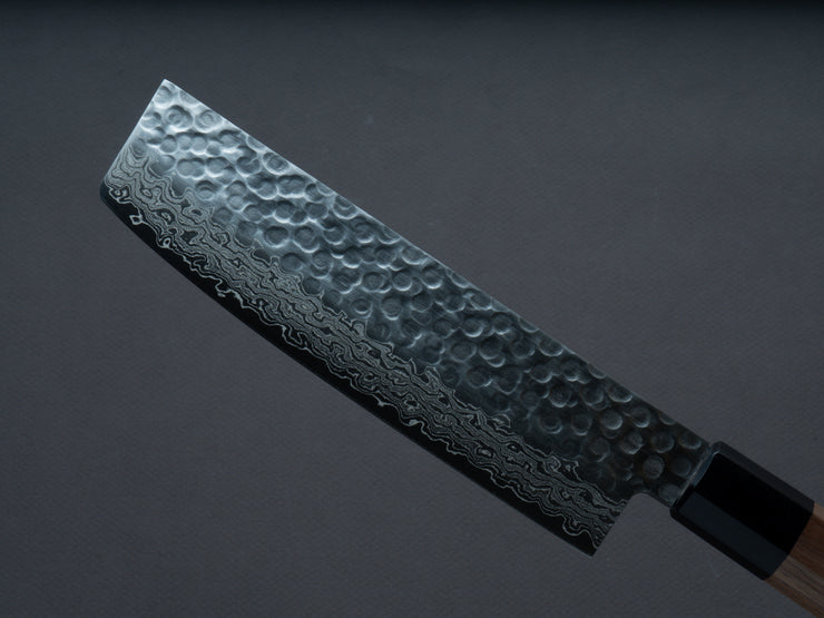 Hitohira - HG - Tsuchime - Damascus - Nakiri - 160mm - Walnut Handle