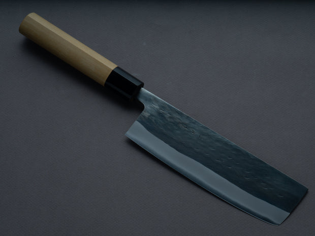 Hitohira - TD - Blue #2 - Stainless Clad - Kurouchi - Nakiri - 165mm - Magnolia Handle (D-Shape)