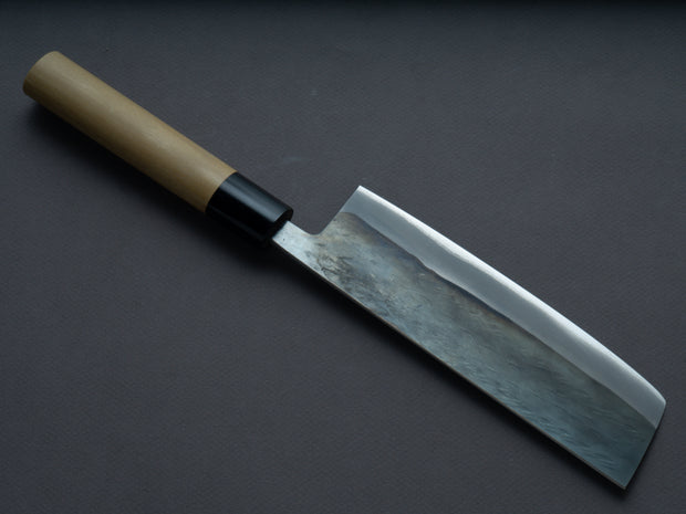 Hitohira - TD - Blue #2 - Stainless Clad - Kurouchi - Nakiri - 165mm - Magnolia Handle (D-Shape)