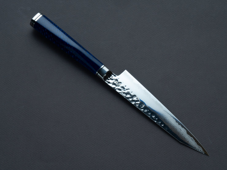 Ryusen - SOURYURIN - VG10W - Tsuchime Damascus - Kiritsuke Petty - 135mm - Blue Resin Hybrid Handle