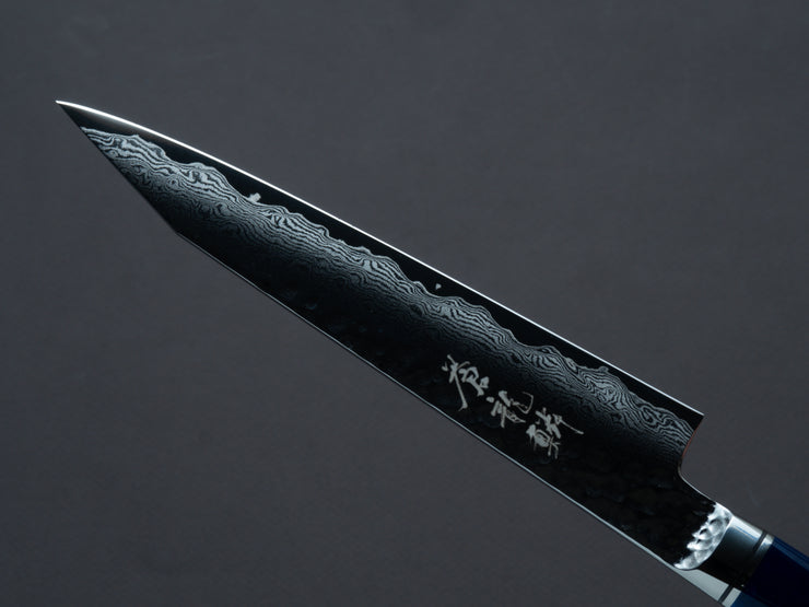 Ryusen - SOURYURIN - VG10W - Tsuchime Damascus - Kiritsuke Petty - 135mm - Blue Resin Hybrid Handle