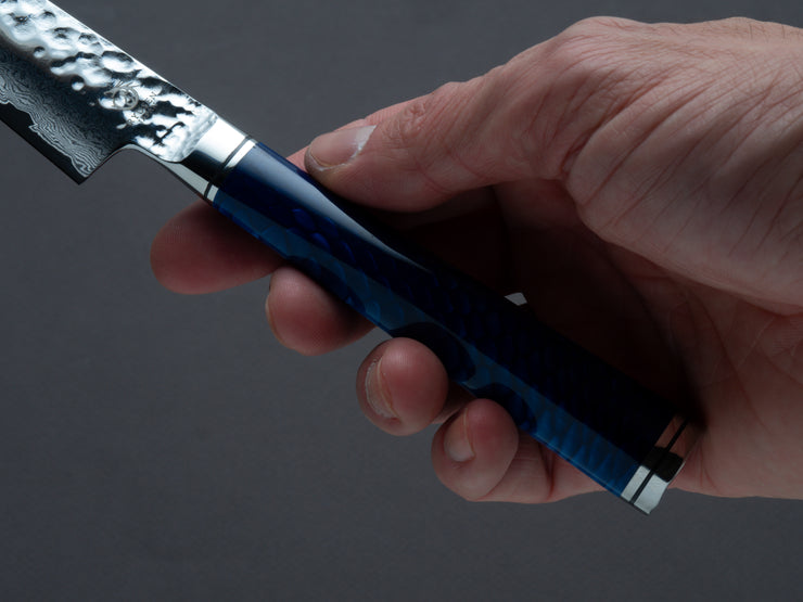 Ryusen - SOURYURIN - VG10W - Tsuchime Damascus - Kiritsuke Petty - 135mm - Blue Resin Hybrid Handle