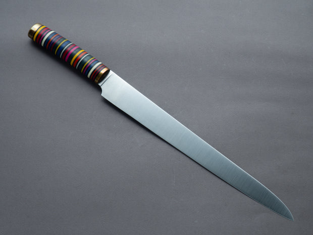Florentine Kitchen Knives - "Four" - Stainless - 270mm Sujihiki - Stacked Multicolor Handle