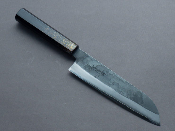 Yoshida Hamono - HAP40 - Kurouchi - Santoku - 180mm - Urushi Golden Dust Handle