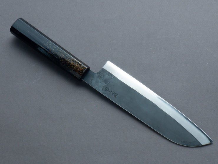 Yoshida Hamono - HAP40 - Kurouchi - Santoku - 180mm - Urushi Golden Dust Handle