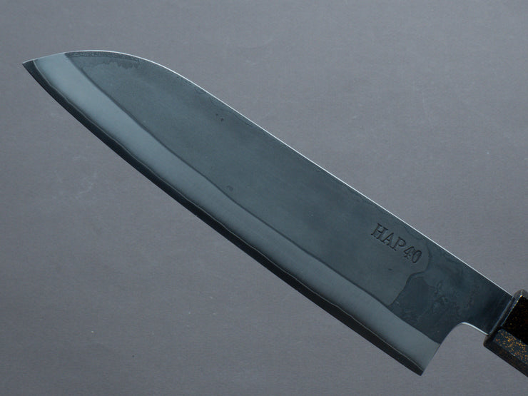 Yoshida Hamono - HAP40 - Kurouchi - Santoku - 180mm - Urushi Golden Dust Handle