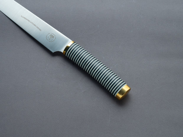 Florentine Kitchen Knives - "Four" - Stainless - 270mm Sujihiki - Stacked Black & White Handle
