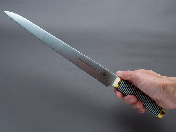 Florentine Kitchen Knives - "Four" - Stainless - 270mm Sujihiki - Stacked Black & White Handle