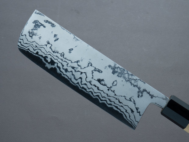 Morihei - Kikuyu - Blue #2 - Damascus - Nakiri 165mm - Magnolia Handle