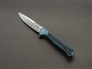 lionSTEEL - SOLID Folding Knife - Skinny - MagnaCut - 85mm - Blue Titanium Handle