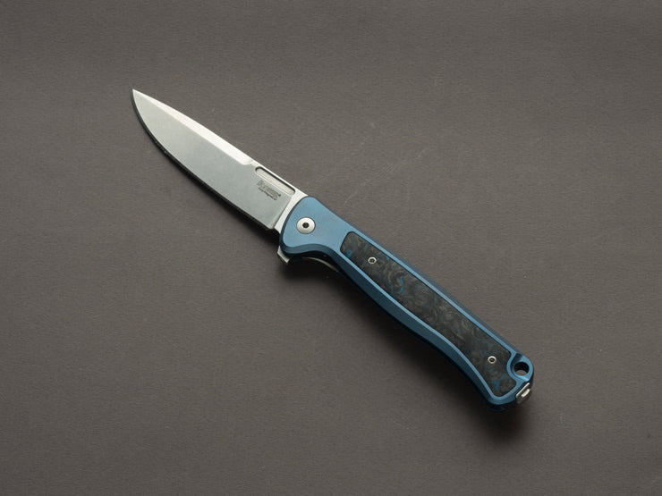 lionSTEEL - SOLID Folding Knife - Frame Lock - Skinny - MagnaCut - 85mm - Blue Titanium Handle