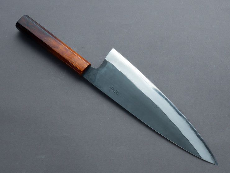 Yoshida Hamono - HAP40 - Kurouchi - "Wide" Gyuto - 240mm - Urushi Flame Handle