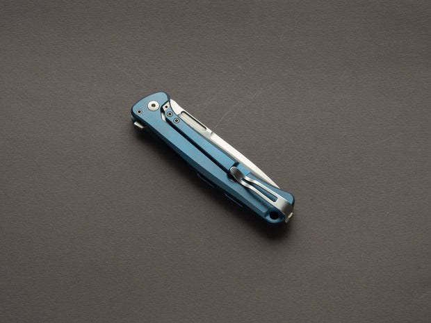 lionSTEEL - SOLID Folding Knife - Frame Lock - Skinny - MagnaCut - 85mm - Blue Titanium Handle