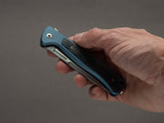 lionSTEEL - SOLID Folding Knife - Frame Lock - Skinny - MagnaCut - 85mm - Blue Titanium Handle