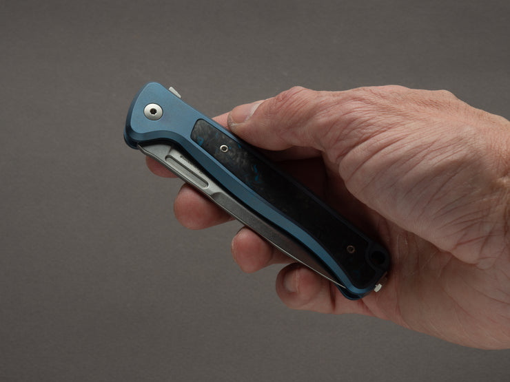 lionSTEEL - SOLID Folding Knife - Frame Lock - Skinny - MagnaCut - 85mm - Blue Titanium Handle