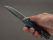 lionSTEEL - SOLID Folding Knife - Skinny - MagnaCut - 85mm - Blue Titanium Handle