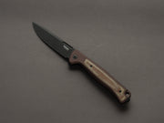 lionSTEEL - SOLID Folding Knife - Skinny - MagnaCut - 85mm - Earth Brown Aluminum Handle - Old Black Finish