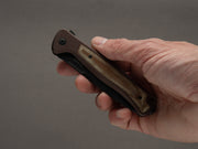 lionSTEEL - SOLID Folding Knife - Skinny - MagnaCut - 85mm - Earth Brown Aluminum Handle - Old Black Finish
