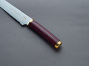 Florentine Kitchen Knives - "Four" - Stainless - 270mm Bread Knife/Pankiri - Stacked Black & Red Handle