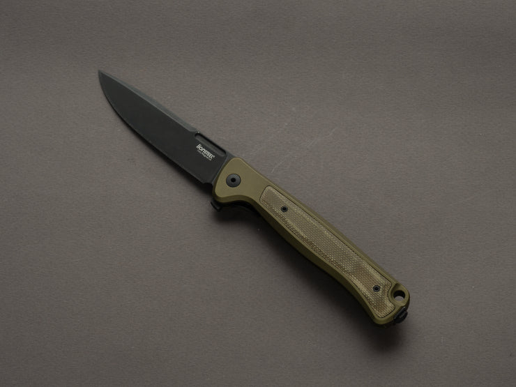 lionSTEEL - SOLID Folding Knife - Skinny - MagnaCut - 85mm - Green Aluminum Handle - Old Black Finish
