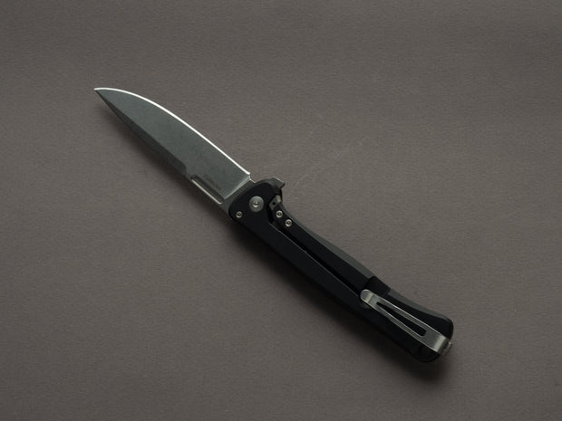lionSTEEL - SOLID Folding Knife - Frame Lock - Skinny - MagnaCut - 85mm - Black Aluminum Handle