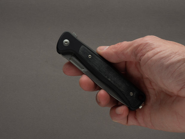 lionSTEEL - SOLID Folding Knife - Frame Lock - Skinny - MagnaCut - 85mm - Black Aluminum Handle