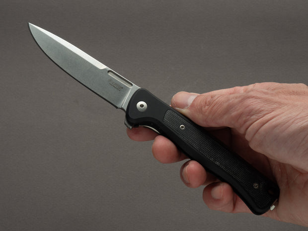 lionSTEEL - SOLID Folding Knife - Frame Lock - Skinny - MagnaCut - 85mm - Black Aluminum Handle