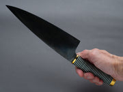 Florentine Kitchen Knives - "Four" - Carbon - 205mm Chef - Stacked Black & White Handle