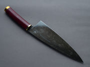 Florentine Kitchen Knives - "Four" - Carbon - 205mm Chef - Stacked Black & Red Handle