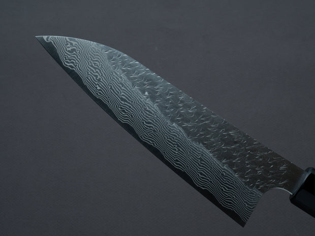 Nigara Hamono - SPG STRIX - Tsuchime Damascus - Santoku - 180mm - Ebony Handle