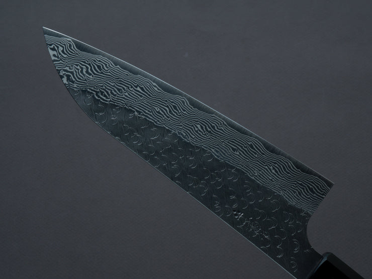 Nigara Hamono - SPG STRIX - Tsuchime Damascus - Santoku - 180mm - Ebony Handle