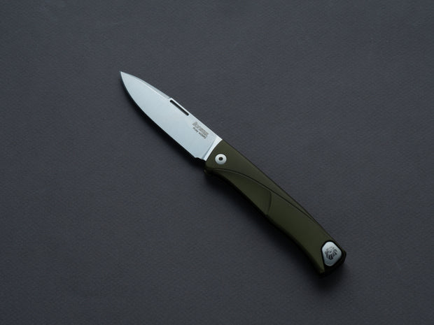 lionSTEEL - SOLID Folding Knife - Thrill - Slip Joint - M390 - 75mm - Green Aluminum - H. WAYL Clip