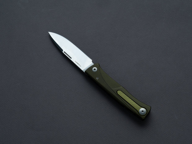 lionSTEEL - SOLID Folding Knife - Thrill - Slip Joint - M390 - 75mm - Green Aluminum - H. WAYL Clip