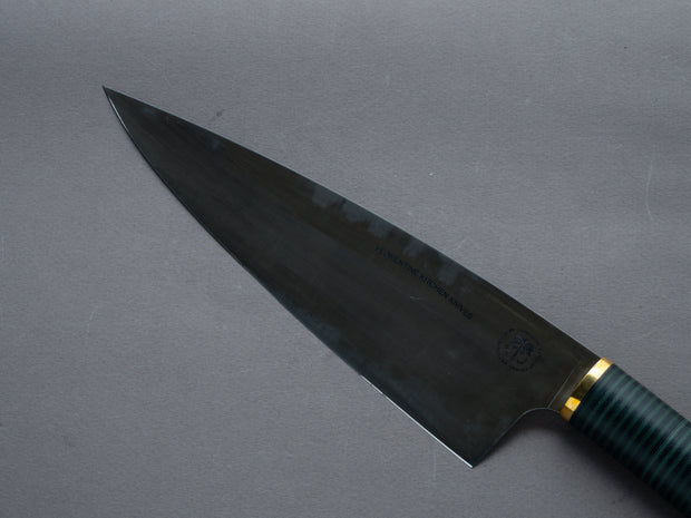 Florentine Kitchen Knives - Stacked Handle - Carbon - 205mm Chef - Black & Green Handle