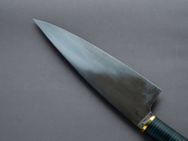 Florentine Kitchen Knives - "Four" - Carbon - 205mm Chef - Stacked Black & Green Handle