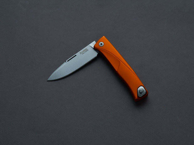 lionSTEEL - SOLID Folding Knife - Thrill - Slip Joint - M390 - 75mm - Orange Aluminum - H. WAYL Clip