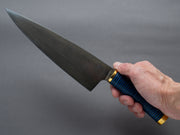 Florentine Kitchen Knives - "Four" - Carbon - 205mm Chef - Stacked Black & Blue Handle