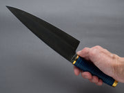 Florentine Kitchen Knives - "Four" - Carbon - 205mm Chef - Stacked Black & Blue Handle