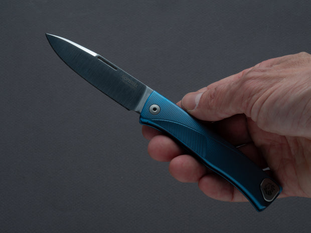 lionSTEEL - SOLID Folding Knife - Slip Joint - Thrill - M390 - 75mm - Blue Titanium