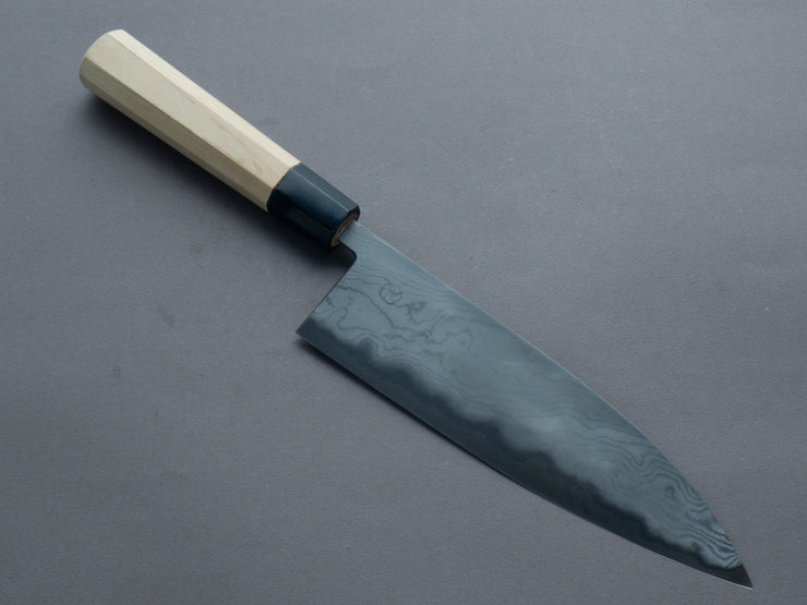 Miyazaki Kajiya - Hineri Damascus - Blue #2 - 210mm - Gyuto - Magnolia Handle