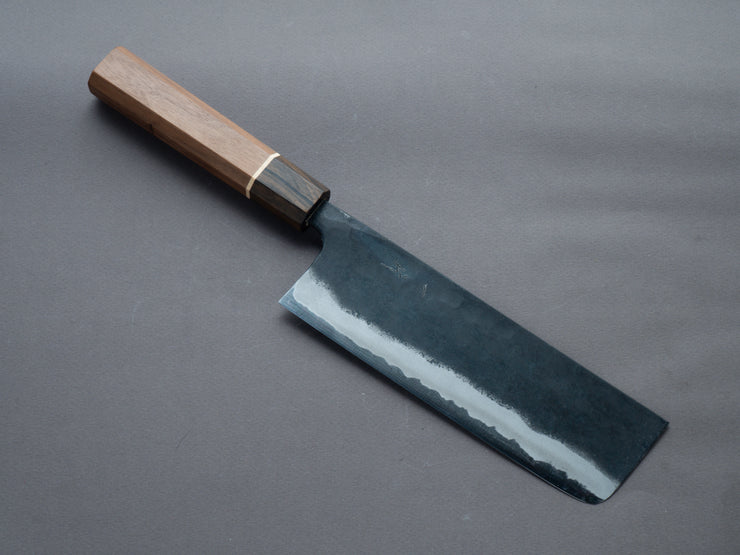 Hitohira - Tosa - Kurouchi - Blue #2 - 170mm Nakiri - Walnut Handle (Ziricote Ferrule)