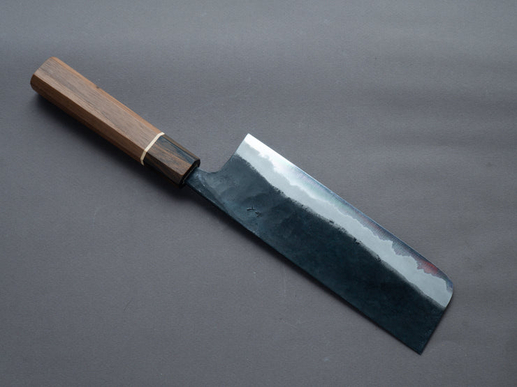 Hitohira - Tosa - Kurouchi - Blue #2 - 170mm Nakiri - Walnut Handle (Ziricote Ferrule)