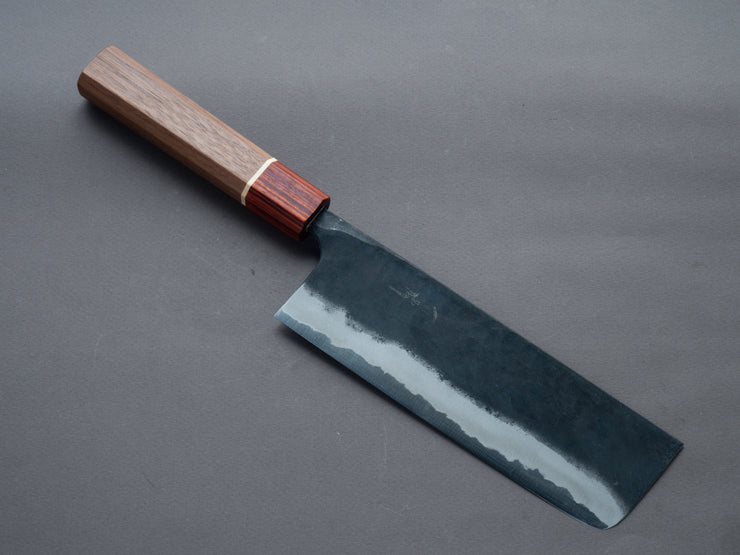 Hitohira - Tosa - Kurouchi - Blue #2 - 170mm Nakiri - Walnut Handle (Rengas Ferrule)