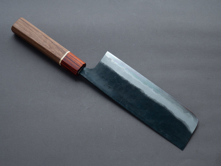 Hitohira - Tosa - Kurouchi - Blue #2 - 170mm Nakiri - Walnut Handle (Rengas Ferrule)