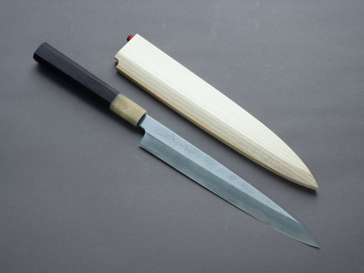 Hitohira - Kikuchiyo x Manzo - Blue #2 - Yanagiba - 210mm - Ebony Handle - Saya