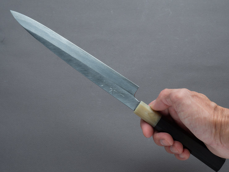 Hitohira - Kikuchiyo x Manzo - Blue #2 - Yanagiba - 210mm - Ebony Handle - Saya